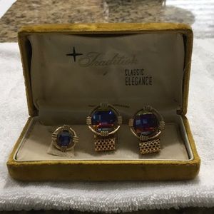 Swarovski Crystal cuff links and tie pin